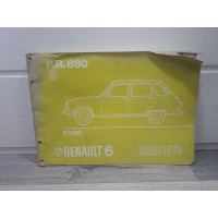 Renault R6 R1180 -1973- Catalogue pieces PR880 6eme edition