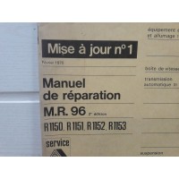 Renault R16 -1970- Mise a jour No1 manuel reparation MR96 2eme edition