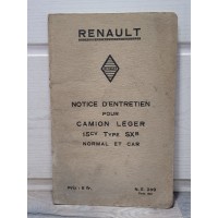 Renault Camion leger et Car 15cv type PXB - 1933 - Notice Entretien NE209