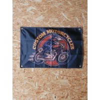 Drapeau "Custom Motorcycles"  Vintage 60x90cm - Idéal Déco Garage Loft ou autre