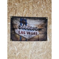 Drapeau "Welcome Las vegas" Vintage 60x90cm - Idéal Déco Garage Loft ou autre