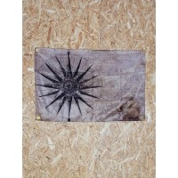 Drapeau "Voilier Boussole N°3" Vintage 60x90cm - Idéal Déco Garage Loft ou autre