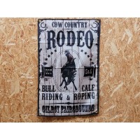 Drapeau "Rodeo Cow Country" Vintage 60x90cm - Idéal Déco Garage Loft ou autre