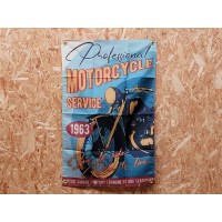 Drapeau "Motorcycle Service 1963" Vintage 60x90cm - Idéal Déco Garage Loft ou autre