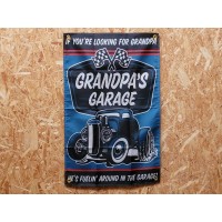 Drapeau "Grandpa's Garage" Vintage 60x90cm - Idéal Déco Garage Loft ou autre