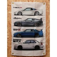 Drapeau "NSX Supra Skyline Impreza" Vintage 60x90cm - Idéal Déco Garage Loft ou autre